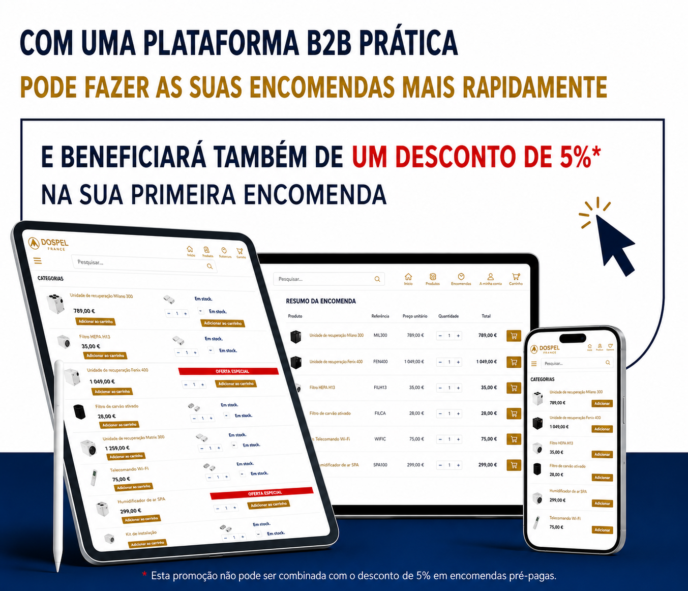 Banner encomendas plataforma B2B Dospel