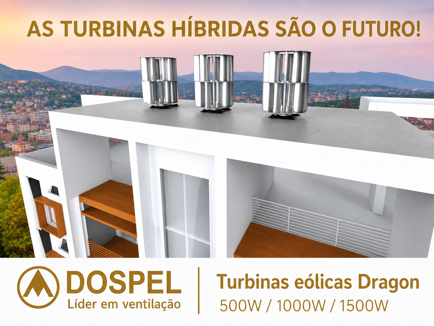 Turbinas e&oacute;licas Dragon 500W 1000W 1500W